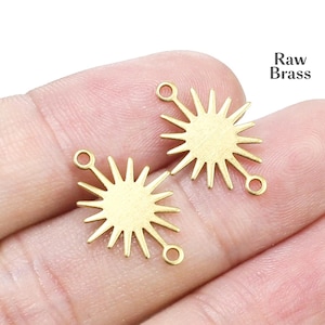 Conector de Sol, Pingente de Brinco Girassol, Pingente de Sol, Ornamento DIY, Peças em Latão Bruto, 18 x 13 mm, Suprimentos para Bijuteria - R080