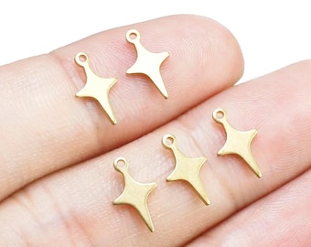 North Star Charm, Tiny Star Earring Charm, Brass Charm For Jewelry Making, 10.8x6.5mm, Earring Findings -R960