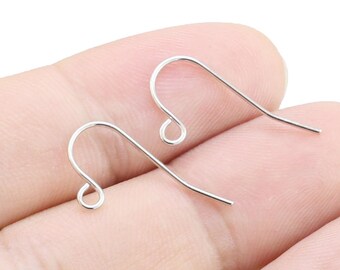 Französische Ohrdrähte, einfache Ohrhaken, Messing Ohrdrähte, Ohrringe machen, Schmuck Zubehör, 18.3 mm, Glanz Silber - RP295