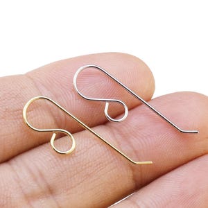 Long Ear Wires, Simple Earring Hooks, French Earring Wire, Earrings Making, 30mm, Real Gold Plated, Jewelry Supplies -GH900