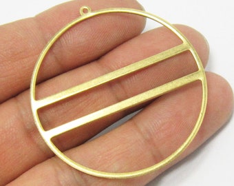 Round Circle Charms, Equal Sign Earring Charms, Brass Charm For Jewelry Making, Earring Findings, Necklace Pendant, 45.2x43mm - R735