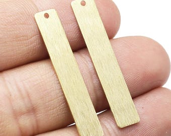 Getextureerde rechthoekige oorbelhangers, rechthoekige staafhanger, 36 x 6,8 mm, oorbellen, messing bedels voor het maken van sieraden - R991