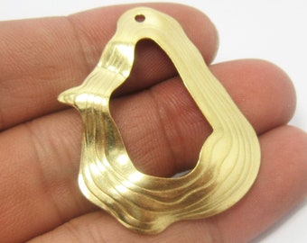 Brass shell pendant earring finding 40x32mm Irregular wavy circle raw brass necklace charm R559
