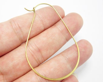 Hammered Oval Ear Wires, Brass Earrings, Wine Glass Hoops, 53x36mm, Earrings Making, Jewelry Supplies -R952
