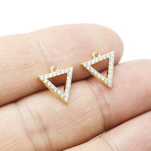 10 pezzi di ciondoli a triangolo con zirconi cubici, ciondoli pendenti per orecchini, ciondoli aggiuntivi per braccialetti, 11,8x11,5 mm, componenti per orecchini geometrici, accessori per gioielli - G092