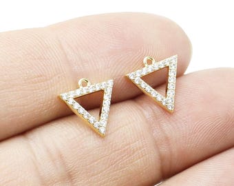 10 Stck CZ Dreieck Charm, Ohrring Charm, Add-on Armband Charm, 11.8x11.5 mm, Geometrische Ohrring Zubehör, Schmuck Zubehör -G092