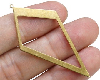 Brass Rhombus Charms, Necklace Pendant, 52x26mm, Diamond Earring Charms, Geometric Brass Findings, Jewelry Making - R350