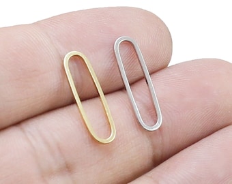 Conector de corrente, pingente oval para confecção de joias, pingente geométrico de latão, acessórios para brincos, banhado a ouro, 19 x 5,6 x 1 mm - G207