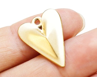 Gewölbter Herz-Ohrring-Anhänger, Herz-Anhänger für Schmuckherstellung, Ohrring-Zubehör, Halsketten-Anhänger, 23,2x16,7mm - R2584