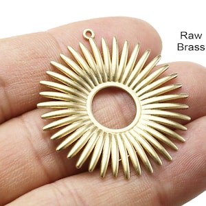Brass Sun Pendant, Sunlight Earring Charm, Brass Charms For Jewelry Making, Necklace Pendant, 39.6x37.2mm, Earring Findings -R2893