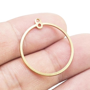 Round Circle Earring Charms, Brass Round Connector, Round Brass Charm, Earring Findings, 25x1mm, Jewelry Making -R517
