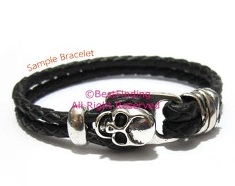 5pcs Skull stud leather clasp, Open hook clasps, 4mm Round leather connector, Leather bracelet making, Jewelry supplies -RH43