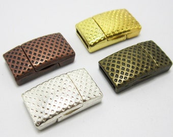 3pcs Fermoir magnétique 10mm Fermoir plat en cuir Stagger 10x2mm fermoir bracelet FC04