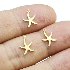 Tiny Sea Star Charm, Brass Earring Charm, Add-on Bracelet Charm, DIY Ornament, 10.5x8mm, Raw Brass Findings, Jewelry supplies -R1576