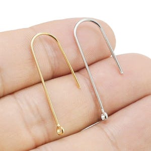 Kolczyki bigle, długie haczyki, francuskie bigle, tworzenie kolczyków, mosiężne elementy, artykuły jubilerskie, pozłacane prawdziwym złotem -GH990