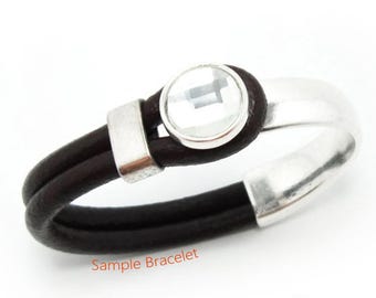 3pcs Half cuff clasps, Leather bracelet making, 10x5mm, Rhinestone stud, 5mm, Open hook clasp, Jewelry supplies - RH22