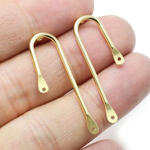 U Shaped Earring Post, Dangling Earrings Making, Earring Findings, Real Gold Plated, 36mm, Jewelry Supplies - GS302