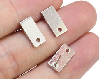 Rechteck Ohrstecker, Ohrring Post, Ohrring Verbinder, 12 x 6 mm, Glanz Silber, Messing Ohrringe, Ohrring Zubehör, Schmuckherstellung - RP175