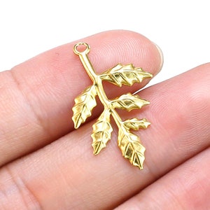Encantos de pendientes de hoja, encanto de hoja de latón, 26,6x16,8 mm, hallazgos de pendientes, colgante de collar, fabricación de joyas - R2547