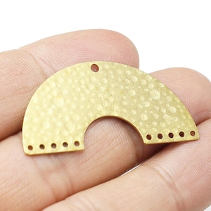 Semi Circle Brass Connector, Hammered Arched Brass Charm, C chaped, Half Round Earring Findings, 41x21mm, Jewelry Making -R1401
