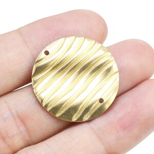 Brass Round Charm, Wavy Round Earring Connector, 25mm, Round Circle Charm, Brass Findings, Jewelry Making Supplies - R1502