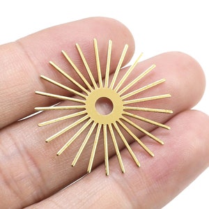 Brass Sun Charm, Sunburst Earring Charm, Sun Shaped, Earring Findings, 30mm, Brass Charms For Jewelry Making - R2184