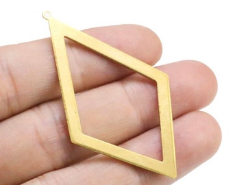 Rhombus Earring Charms, Geometric Brass Charm, Earring Findings, 55.4x32x1.1mm, Necklace Pendant, Jewelry Making - R1490