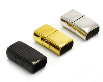 3pcs Leather clasp, Stainless steel clasp, Mens leather bracelet clasps, Jewelry making, 11.5x6.5mm 8x5mm - SSC02