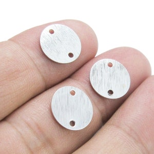 Textured Round Earring Charms, Brass Coin Charm, Earring Connector, Silver Tone, 12x0.4mm, Jewelry Making - RP072
