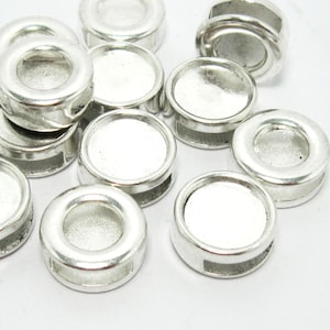 10pcs 10mm Flat leather slider BLANK cabochon setting 10x2mm leather findings