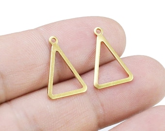 13 x 60 mm 生真鍮トライアングルチャーム、幾何学チャーム、真鍮