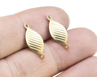 Marquise Connector, Brass Charms For Jewelry Making, Link Chain Connector, Textured Wavy Oval Charm, Earring Findings, 19.4x7.8mm - R2705