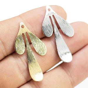 Textured Leaf Pendant, Leaves Earring Charm, Brass Charm For Jewelry Making, DIY Ornament, Earring Findings, Real Gold Plated, 35x17mm -G147