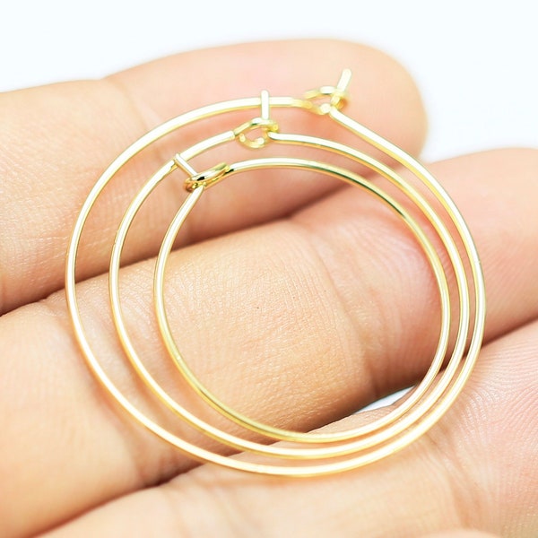 Wine Glass Charm Hoops, Round Earring Wires, Simple Circle Rings, Jewelry Making Supplies, 15mm, 20mm, 25mm, 30mm, 35mm - GH300 GH301 GH302