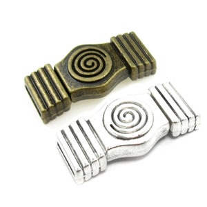 3pcs 10mm Leather Clasp, 10x2mm Flat Leather Clasp, Spiral symbol, Leather Bracelet making, Jewelry Supplies - FC12