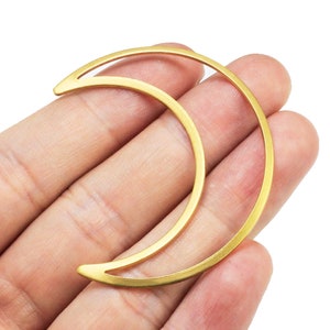 Crescent Moon Pendant, Large Moon Pendant, Brass Connector, Earring Findings, Necklace Pendant, Jewelry Making, 51x40mm - R1563