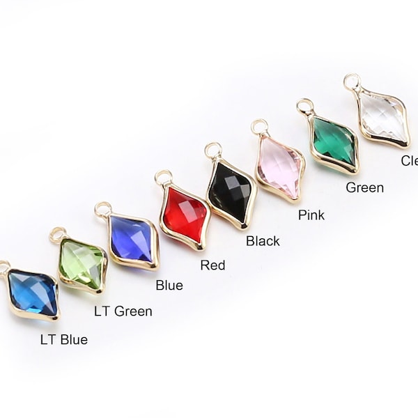 Crystal Rhombus Charm, Faceted Spike Earring Charms, Diamond Birthstone Pendant, 18.5x10.2mm, Gone Tone, Jewelry making supplies - RP197