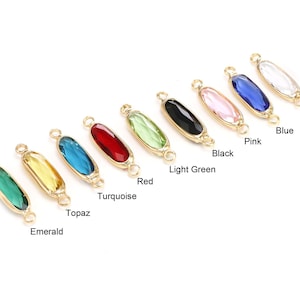 Birthstone Charms, Faceted Oval Crystal Connector, Link Chain Connector, Earring Charms, Glass Pendant, 22x5.8x3.5mm, Jewelry Making - RP191