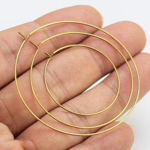 Round Earring Hoops, Wine Glass Charm Hoops, Brass Earring Wires, 20mm, 30mm, 40mm, 45mm, 50mm, Jewelry Making -R343 R1792 R1793 R1794 R1795