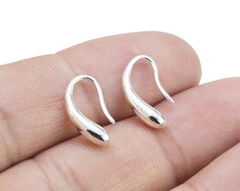 Teardrop Earrings, Simple Earring Wires, Brass Drop Earrings, Minimalist Earrings, Silve Tone, Jewelry Supplies, 15.3mm - RP247