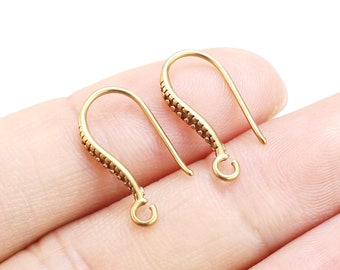 Brass Earring Wires, Spot Earring Hooks, Raw Brass Ear Wires, Earrings Making, 18.5mm, Jewelry Supplies - R243