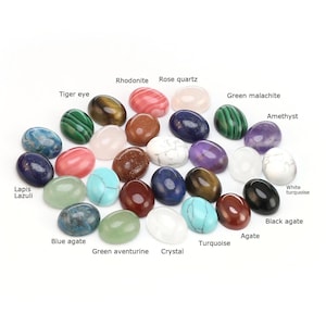 10pc Oval Cabochon, Flat Back, Semi Precious Stone, 6x8mm, Jewelry Making, Agate, Aventurine, Lapis lazuli, Amethyst, Rose Quartz, Crystal