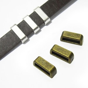 10 pezzi di accessori in pelle da 10 mm, 10 cursori a barra da 2 mm, perline piatte in pelle, creazione di braccialetti in pelle, forniture per gioielli -FF71