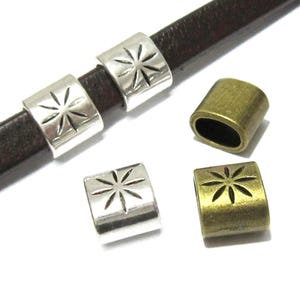 10pcs Licorice Leather Sliders, Bracelet Making, Union flag pattern, Sunflower Beads, 10x6mm, Licorice findings, Jewelry Supplies -LF05