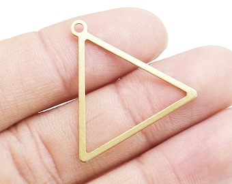 Triangle Earring Charms, Brass Connector, Geometric Brass Findings, Earring Embryo, 26.8x27.6mm, Jewelry Making - R2679