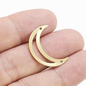 Crescent Moon Charm, Moon Connector, 24mm, Earring Findings, Brass Charms for Jewelry making - R2821