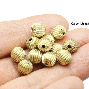 Round Spacer Beads, Raw Brass Sliders Beads, Stripe Punkin Beads, Bracelet Making, 8x7.8mm, Jewelry Supplies -R2876