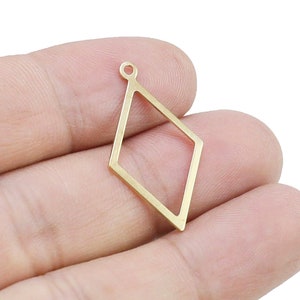 Brass Rhombus Charm, Diamond Earring Charms, Brass Charm For Jewelry Making, Earring Findings, Tassel Pendant, 29x17mm - R1148