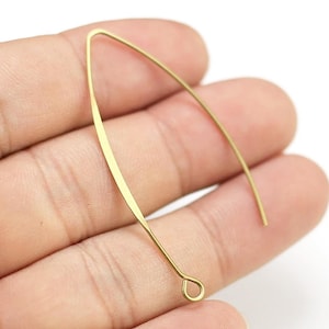 Brass Ear Wires, Hammered side Earring hooks, 45mm, Earrings Making, Jewelry Supplies -R1833