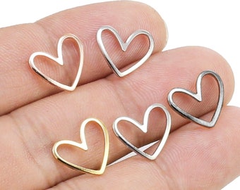 Ciondolo per orecchino a cuore, connettore a catena a maglie, ciondoli in ottone per la creazione di gioielli, oro, argento, 13x11mm, risultati di orecchini, forniture di gioielli -RP108